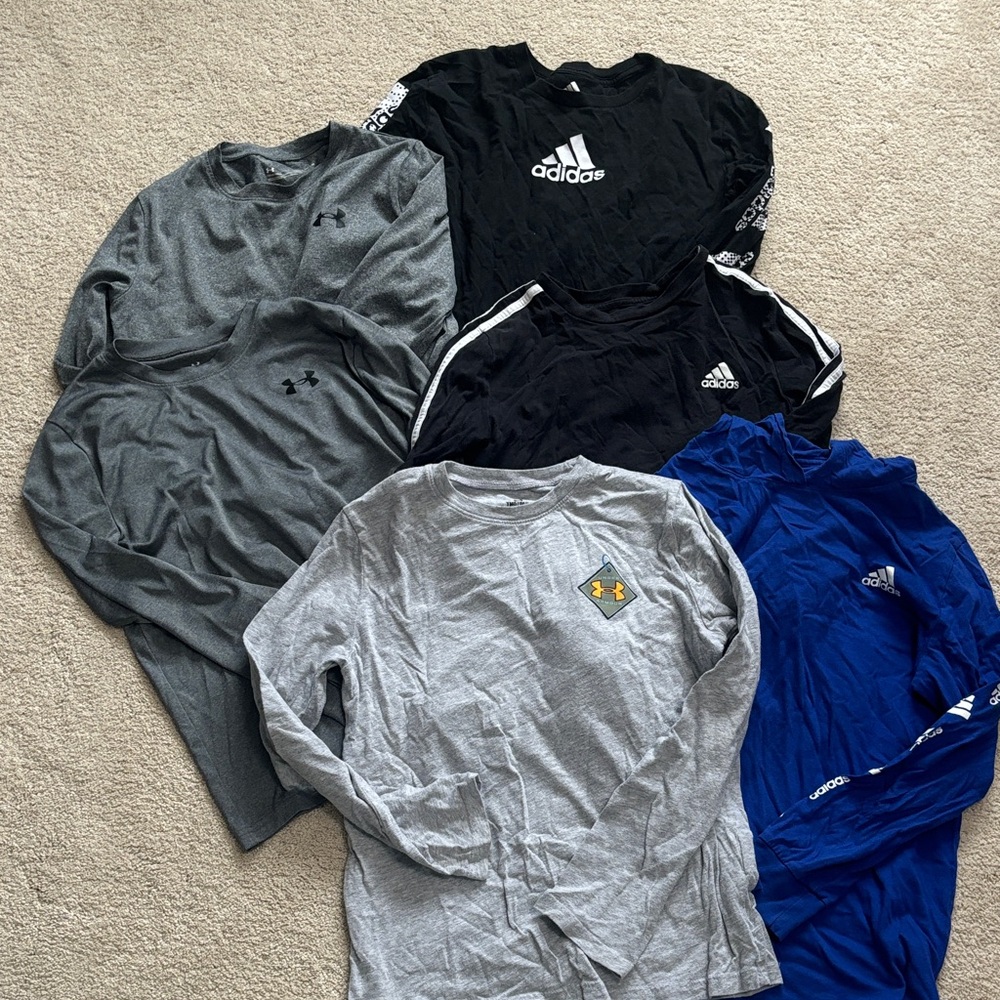 Adidas & under armour boys  Blue Long Sleeve Shirts size M